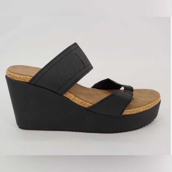 Yasirun Womens Sandals Platform Wedge Heels - black - size 42 (9-9.5) - new - Picture 1 of 9